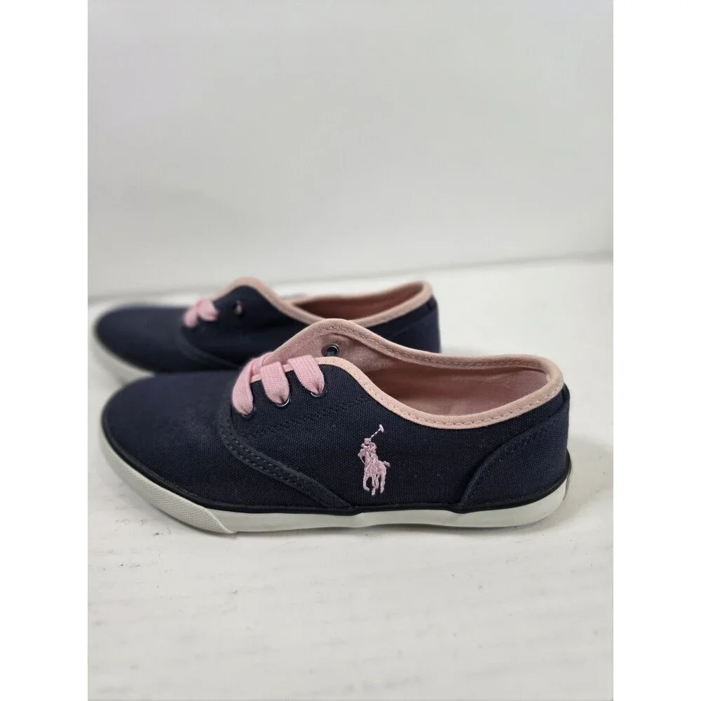 Polo‎ Ralph Lauren Faxon X Low-Top Canvas Sneaker Navy + Pink CHILD Size 2